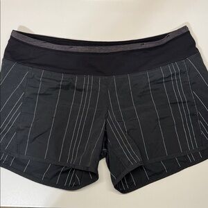 EUC Lululemon Speed Shorts Black With Reflective Stripes Size 8